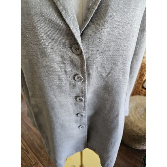 Eileen Fisher Linen Blend Gray Silver Metallic Shimmer Blazer Women's Size M - Picture 3 of 11